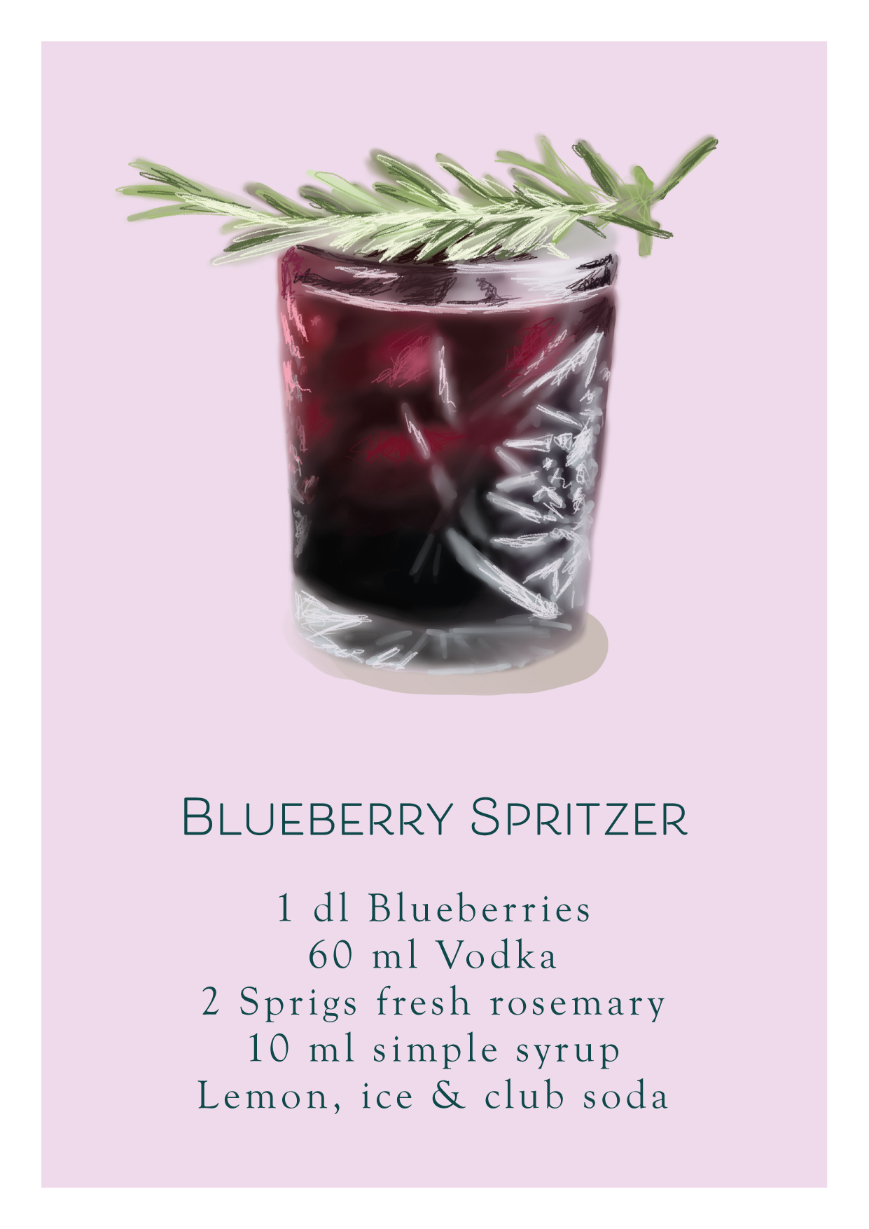 Blueberry Spritzer -postikortti, A6