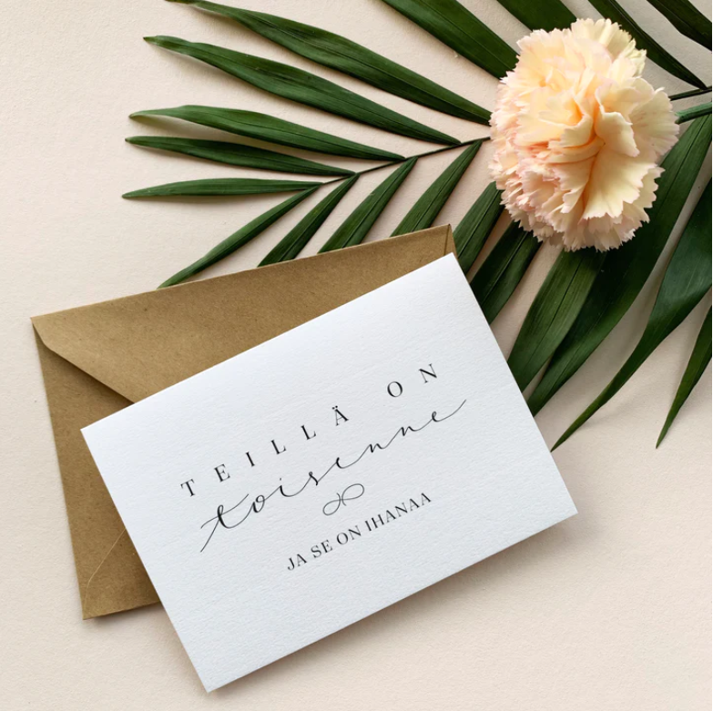 Hellevisuals hääkortti x Kaarnavilla