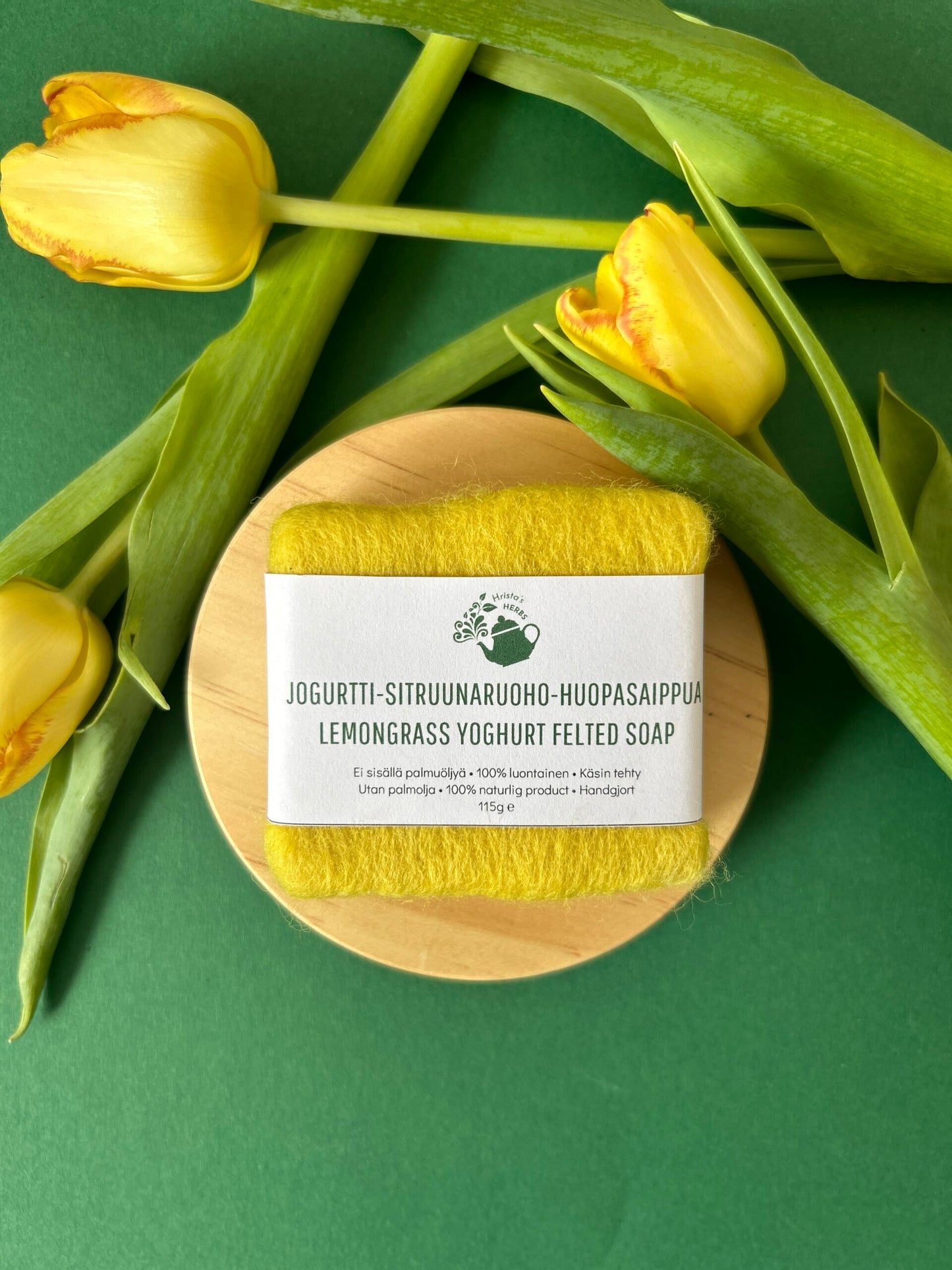 Yogurt-lemongrass-felt soap