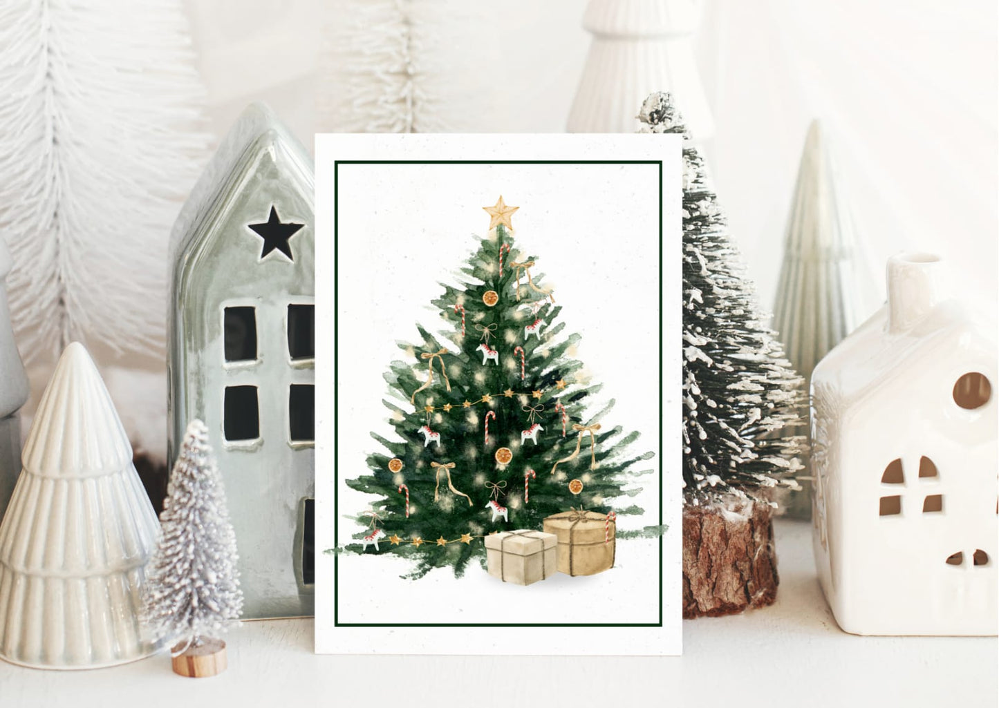 Joulukuusi-joulukortti, kaksiosainen