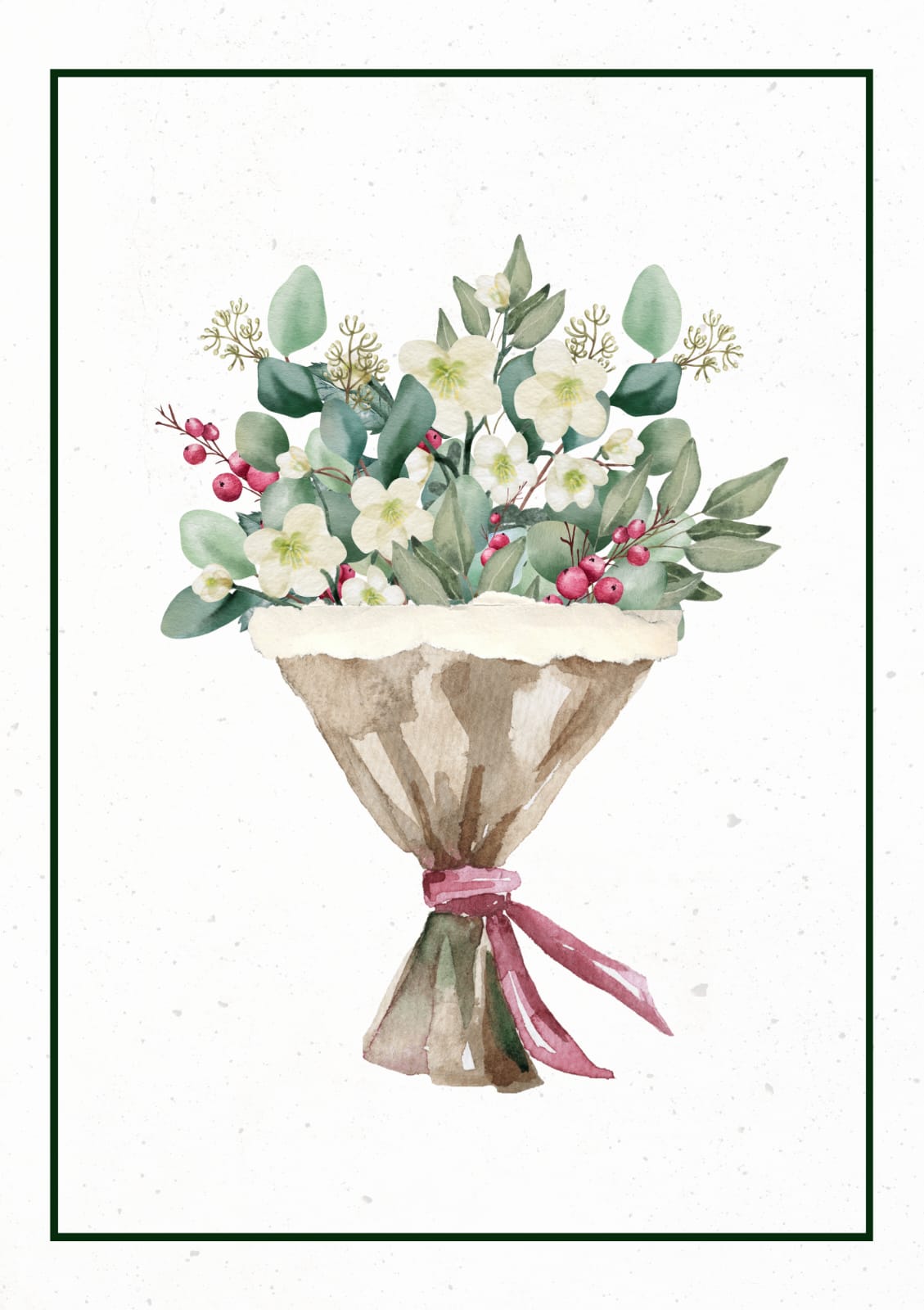 Flower bouquet card, two parts