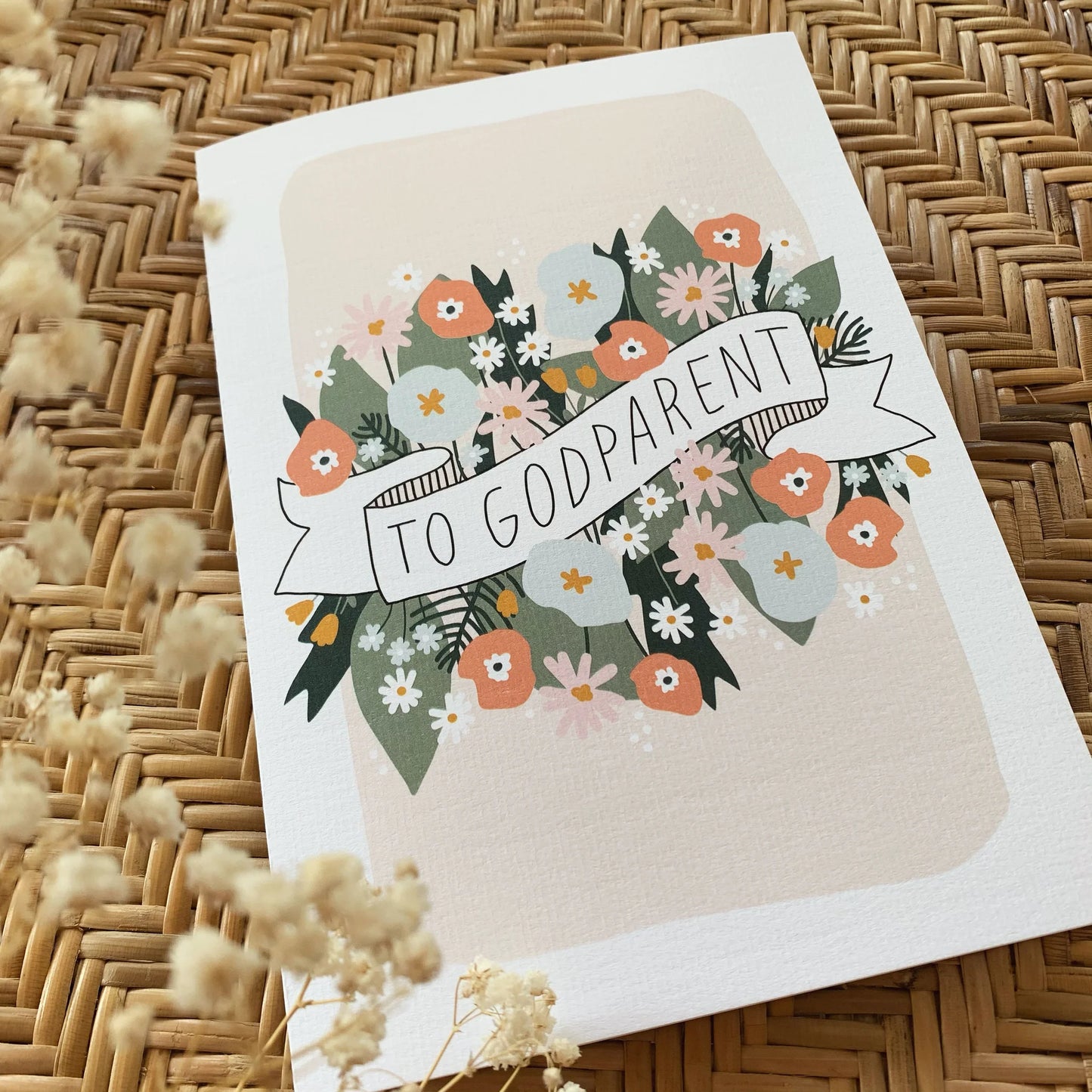 Kummitodistus, jossa lukee To godparent.