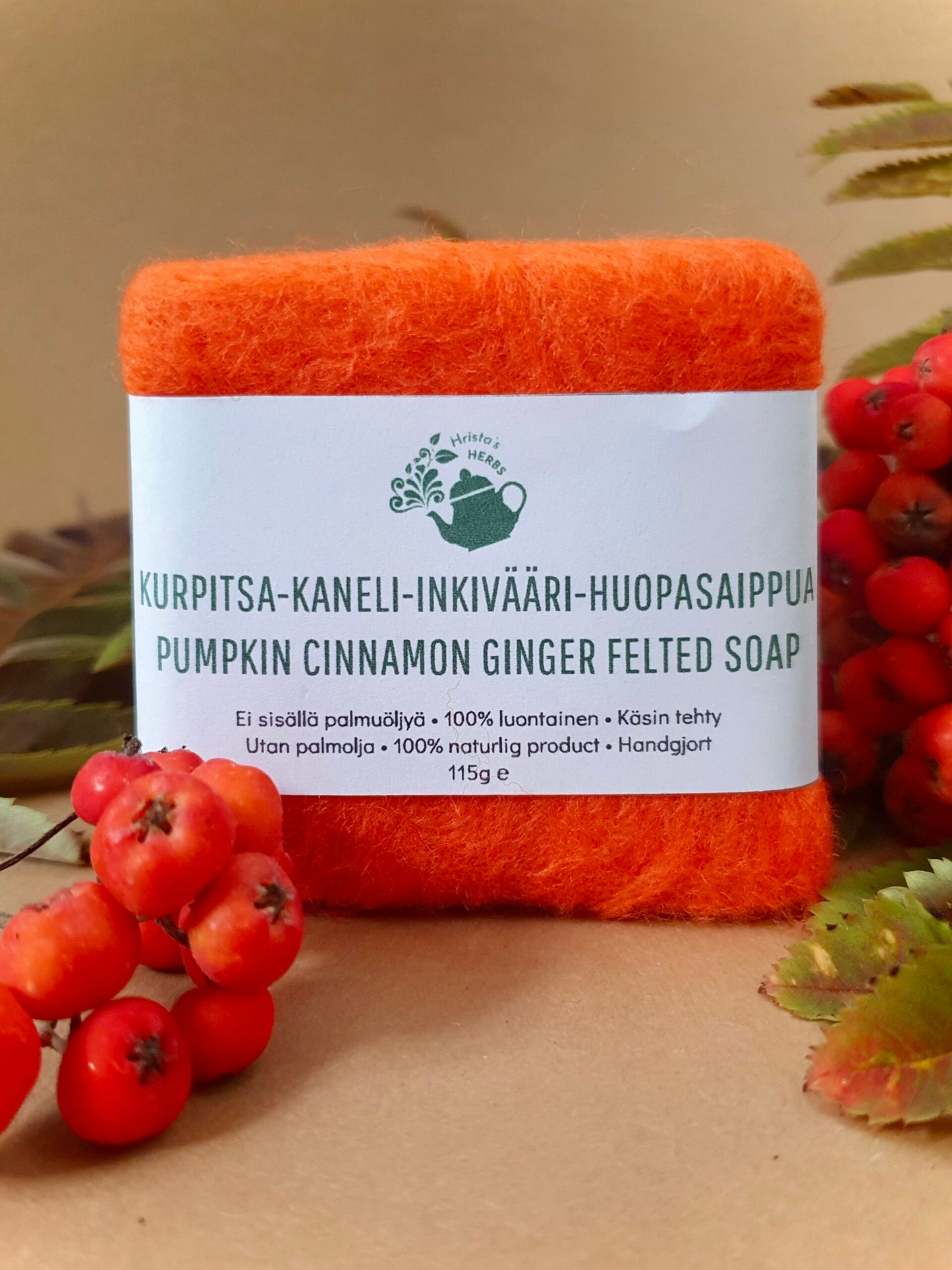 Kurpitsa-kaneli-inkivääri -huopasaippua, 50 g