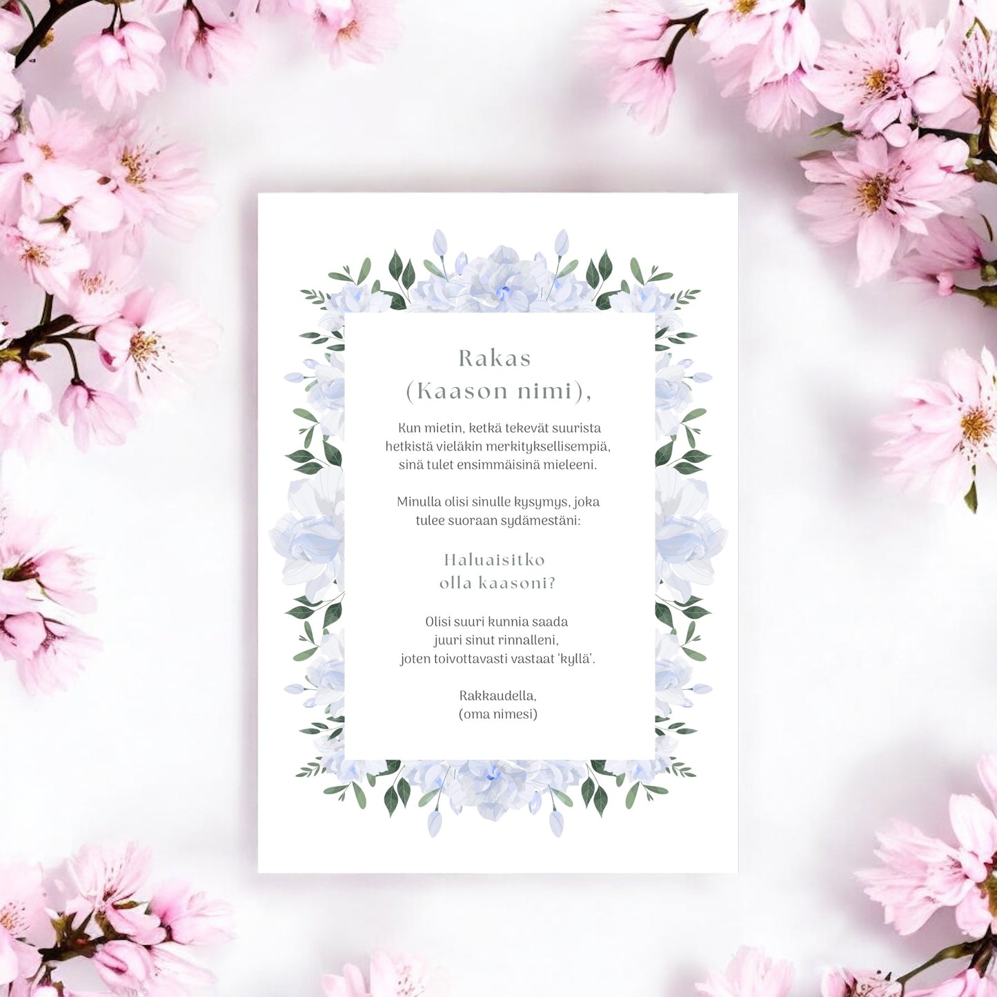 Tulostettava / digitaalinen Kaason kosinta, kustomoitu kaasokutsu (eri värejä)