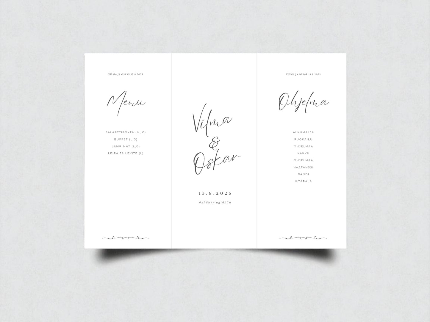 Tulostettava pöytäkolmio häihin, kustomoitu (eri värejä)