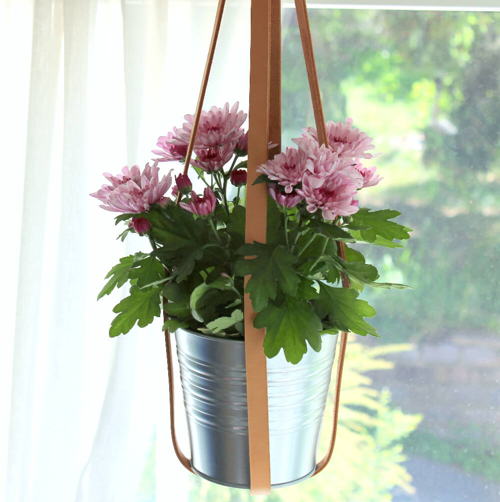 Nahkainen amppeli messinkisillä kiinnitys ja kiristysrenkailla