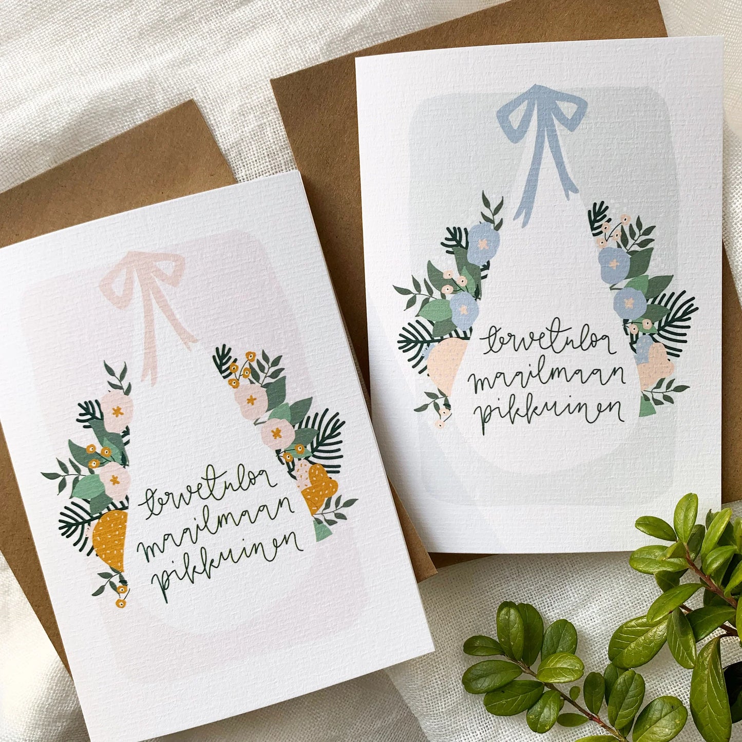 Tervetuloa maailmaan -kaksiosainen kortti (eri värejä)