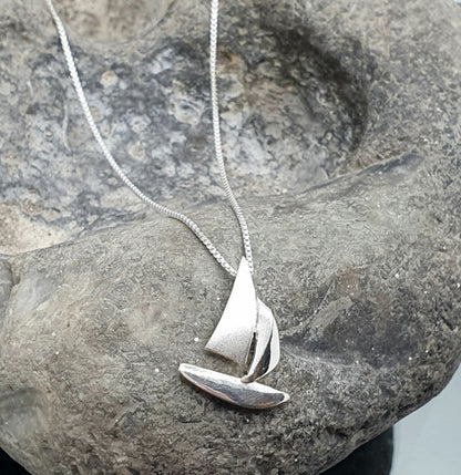 Small Sailboat pendant, eco-silver