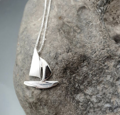 Small Sailboat pendant, eco-silver