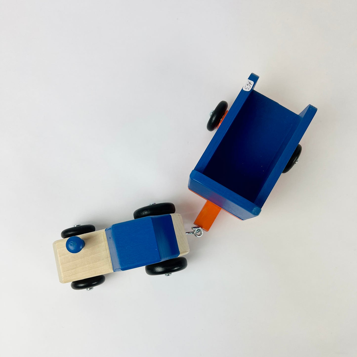 Wooden tractor with trailer (different colors) 