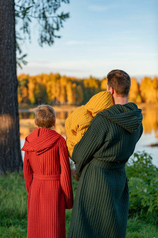 Värikäs vohvelikangas -kylpytakki, TILAUSTUOTE