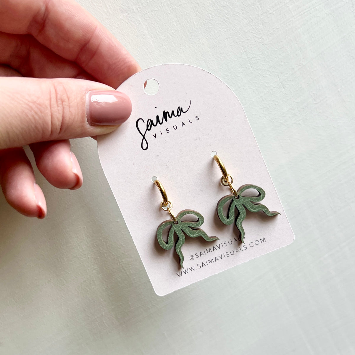 Nelli earrings, plywood bow earrings (various colors)
