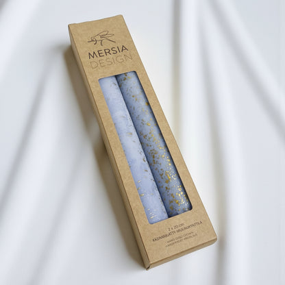 Mersia design värjätty kruunukynttilä kultahipuilla