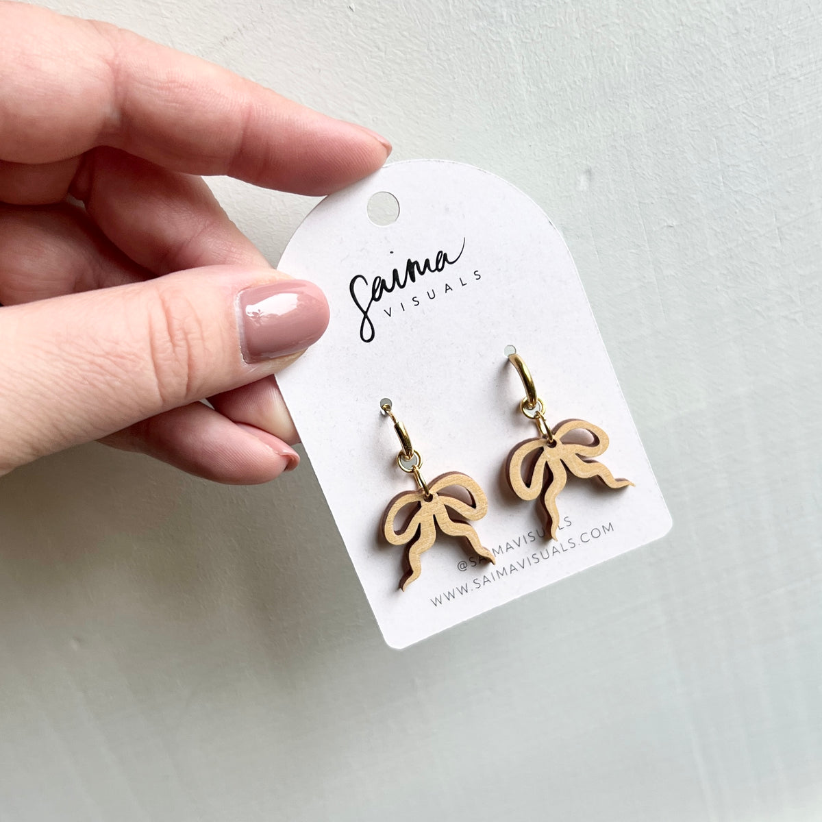 Nelli earrings, plywood bow earrings (various colors)