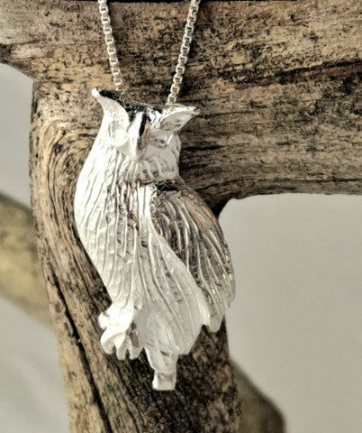 Owl pendant, silver