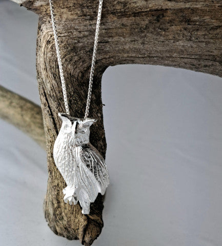 Owl pendant, silver