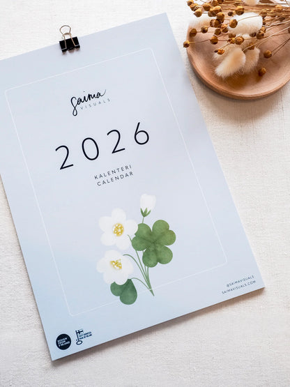Saima Visuals Seinäkalenteri vuodelle 2026