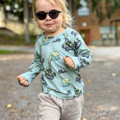 Dinokaivuri-paita, laadukas pitkähihainen trikoopaita (eri kokoja)