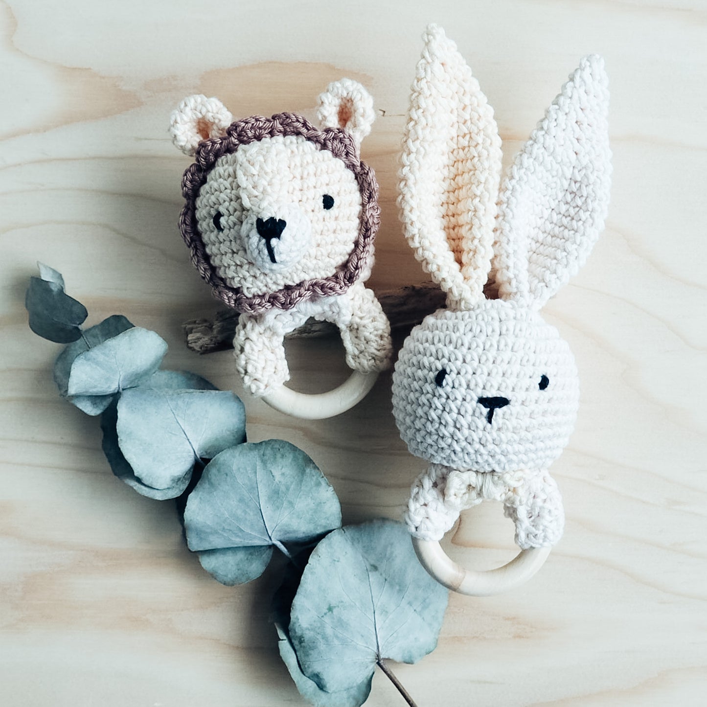 Crocheted rattle (various animal figures), MADE TO ORDER