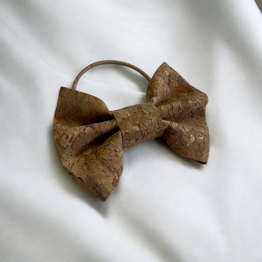 Cork bowtie for ponytail, adult size