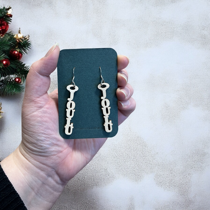 Christmas plywood earrings, text or elf (wood)