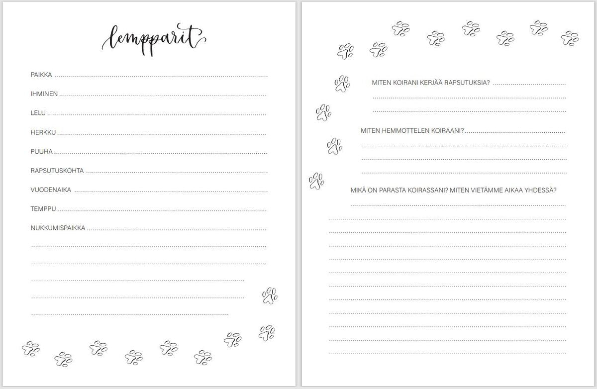 Uskollinen ystäväni -täytettävä koirakirja