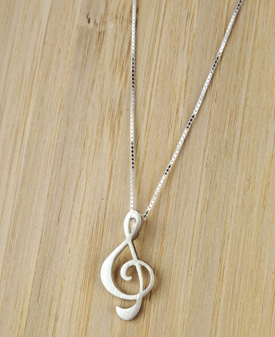 Treble clef pendant, silver