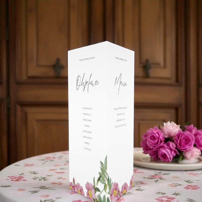 Tulostettava pöytäkolmio häihin, kustomoitu (eri värejä)