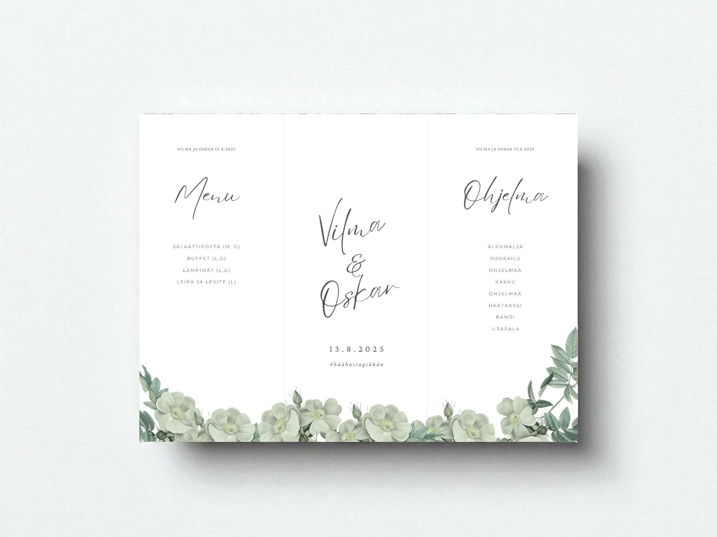 Tulostettava pöytäkolmio häihin, kustomoitu (eri värejä)