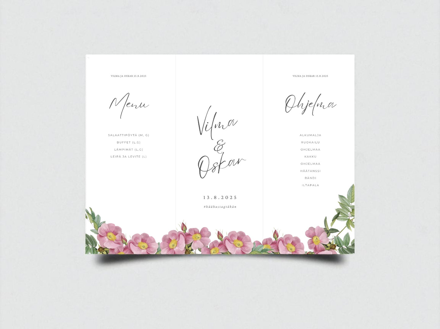 Tulostettava pöytäkolmio häihin, kustomoitu (eri värejä)