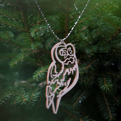 Owl necklace, Finnish birch plywood