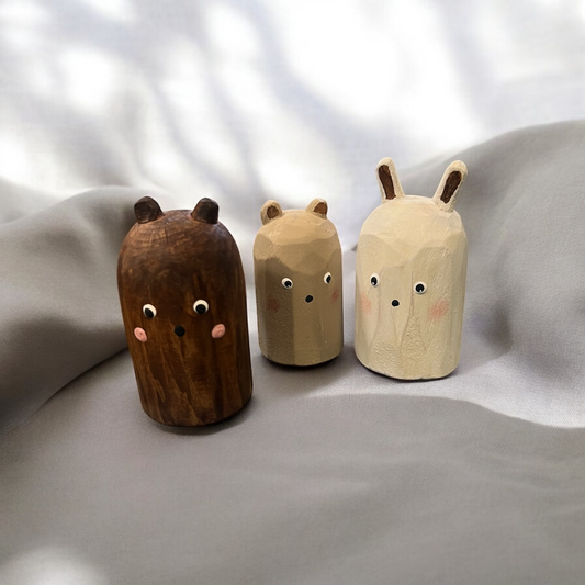 Wooden figure, teddy bear or bunny (various options)