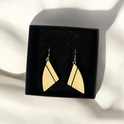 Sail earrings, made from leftover wood (various unique designs)