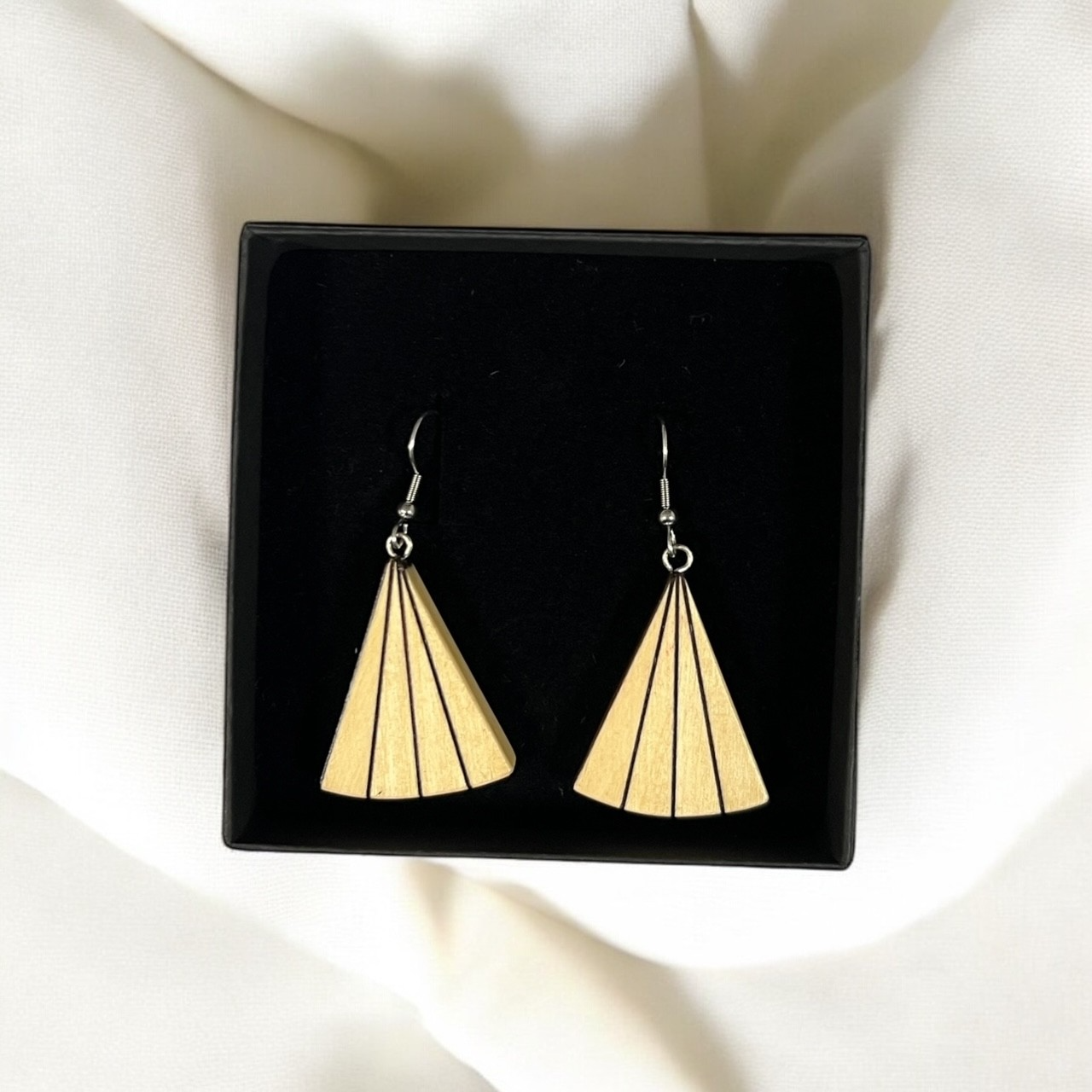 Sail earrings, made from leftover wood (various unique designs)