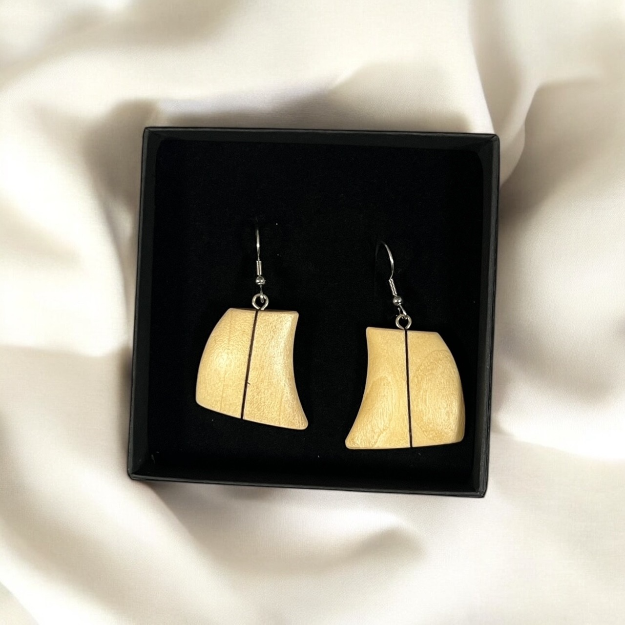 Sail earrings, made from leftover wood (various unique designs)