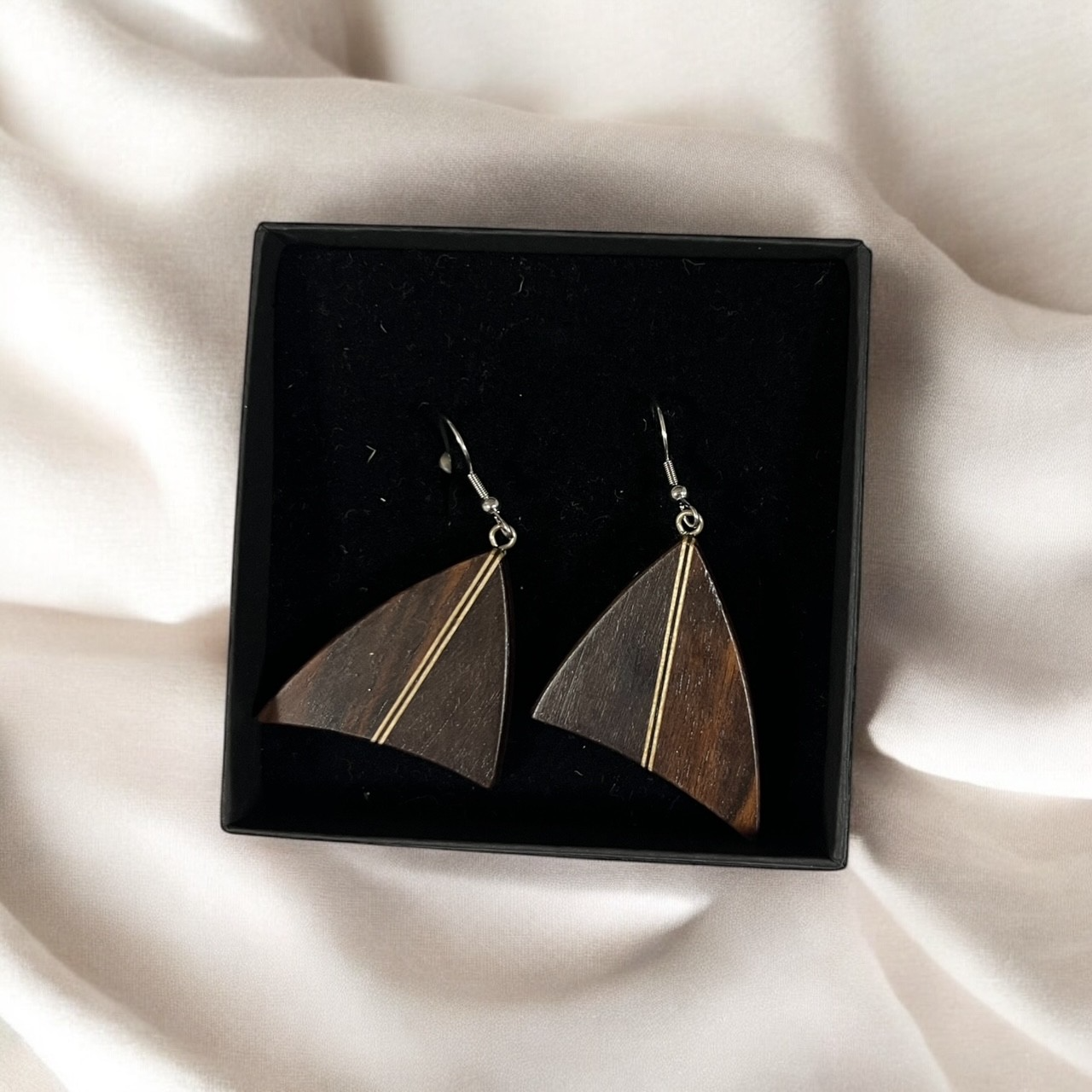 Sail earrings, made from leftover wood (various unique designs)