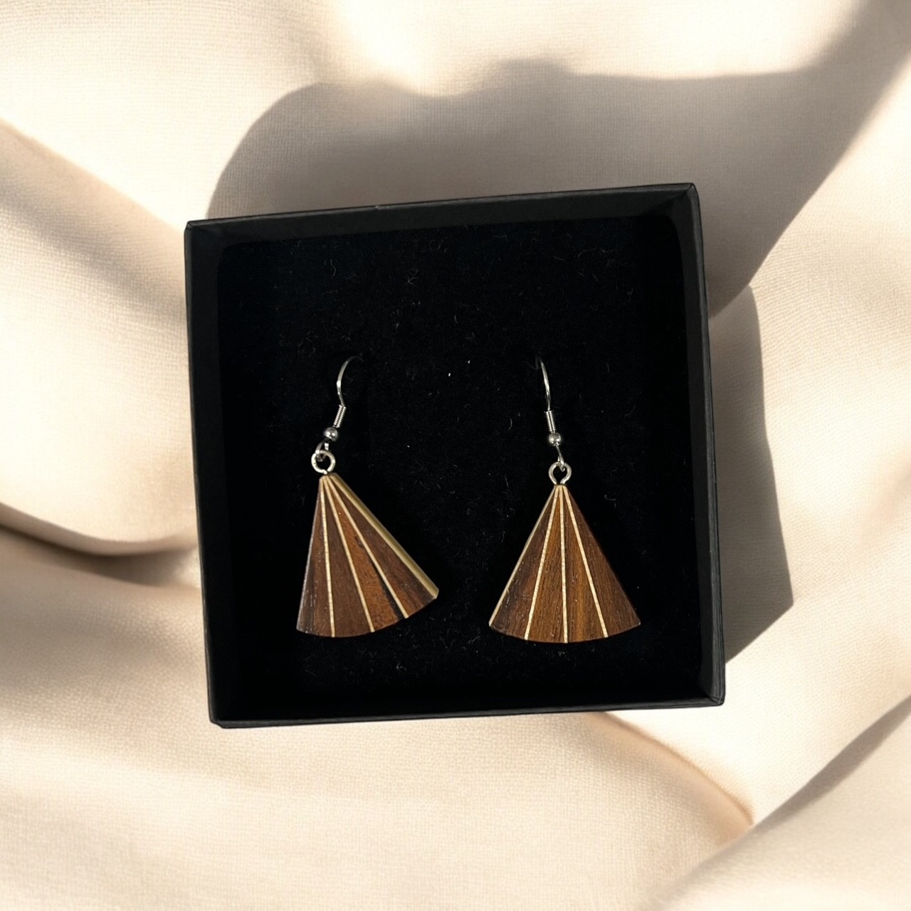 Sail earrings, made from leftover wood (various unique designs)