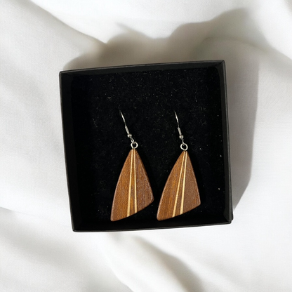 Sail earrings, made from leftover wood (various unique designs)