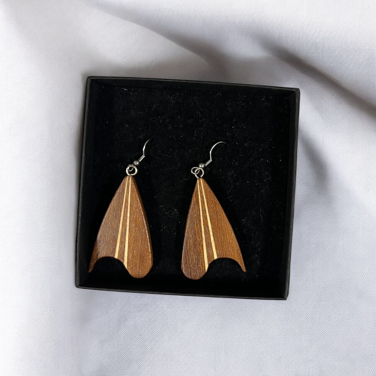 Sail earrings, made from leftover wood (various unique designs)