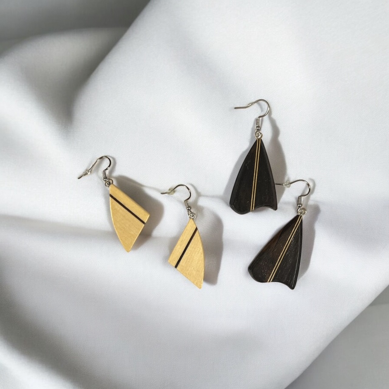 Sail earrings, made from leftover wood (various unique designs)