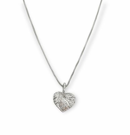 Heart leaf pendant, eco-silver