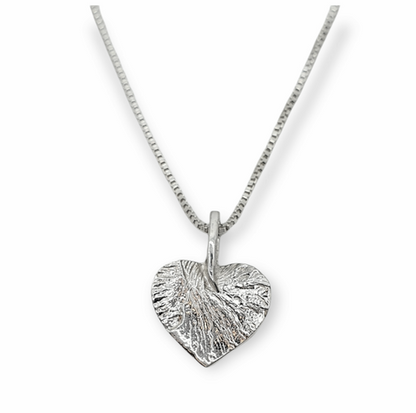 Heart leaf pendant, eco-silver