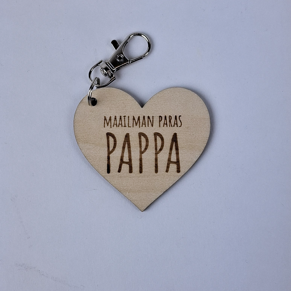 puinen sydämmen muotoinen avaimenperä missä lukee maailman paras pappa