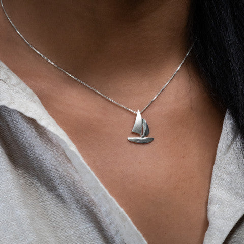 Small Sailboat pendant, eco-silver