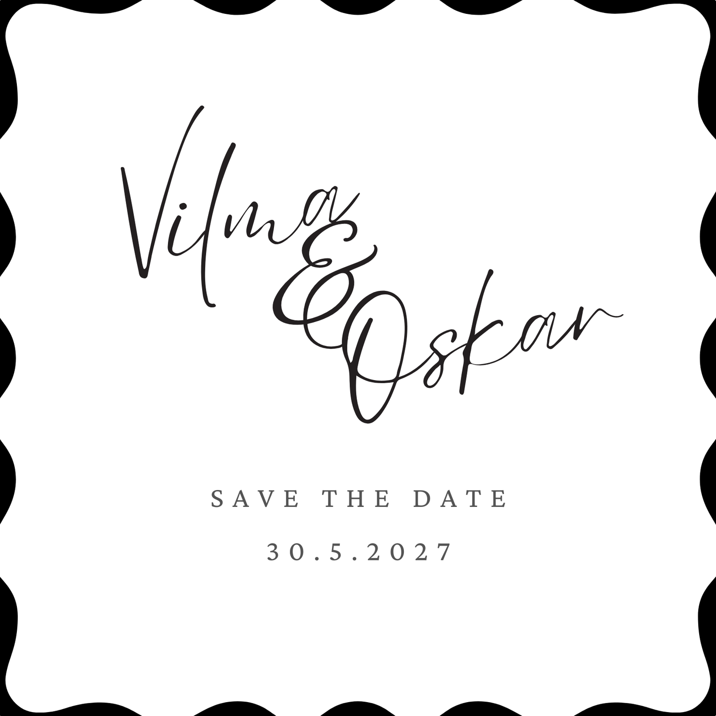 Digitaalinen Save the date, kustomoitu kuva hääpäivästä kertomiseen (erilaisia)