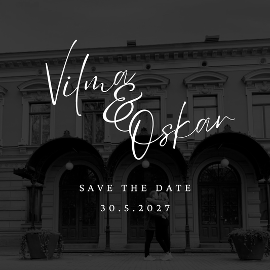 Digitaalinen Save the date, kustomoitu kuva hääpäivästä kertomiseen (erilaisia)