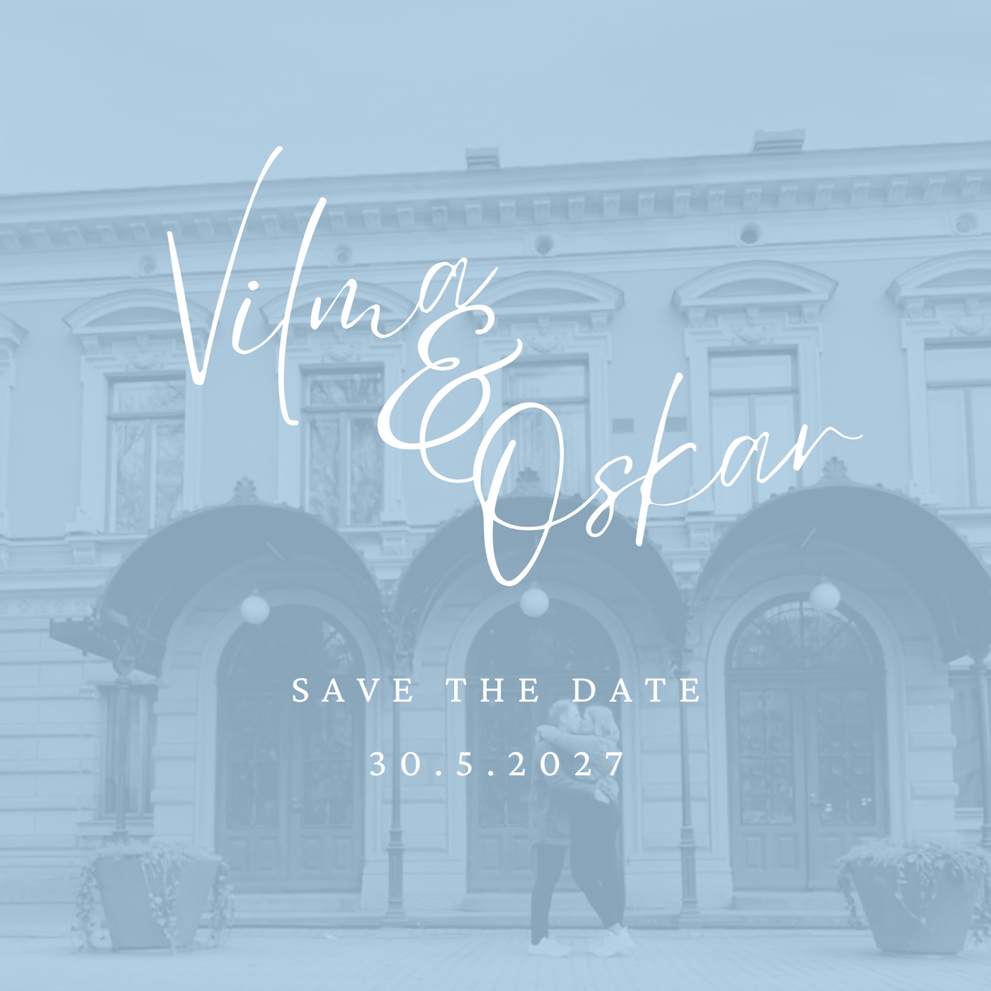 Digitaalinen Save the date, kustomoitu kuva hääpäivästä kertomiseen (erilaisia)