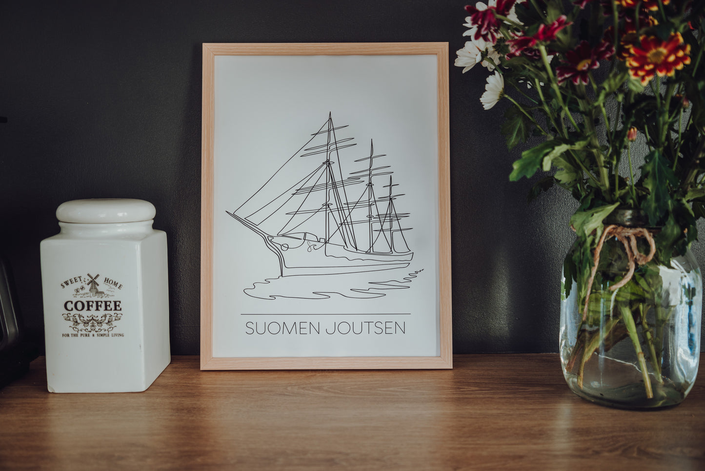 Suomen Joutsen poster, one line drawn, A3 (various colors)